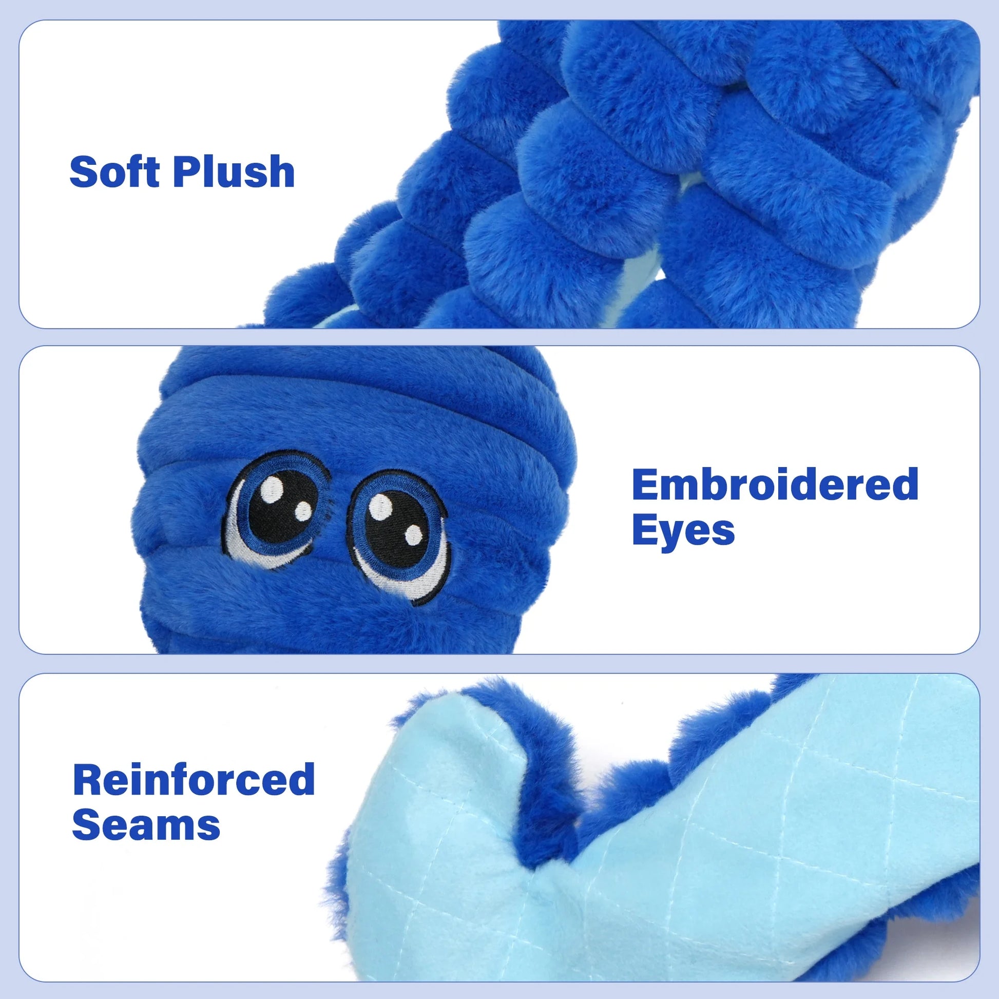 Extra Large Crinkle Squeaky Dog Chew Toy for Large Dogs - 27” Blue Octopus