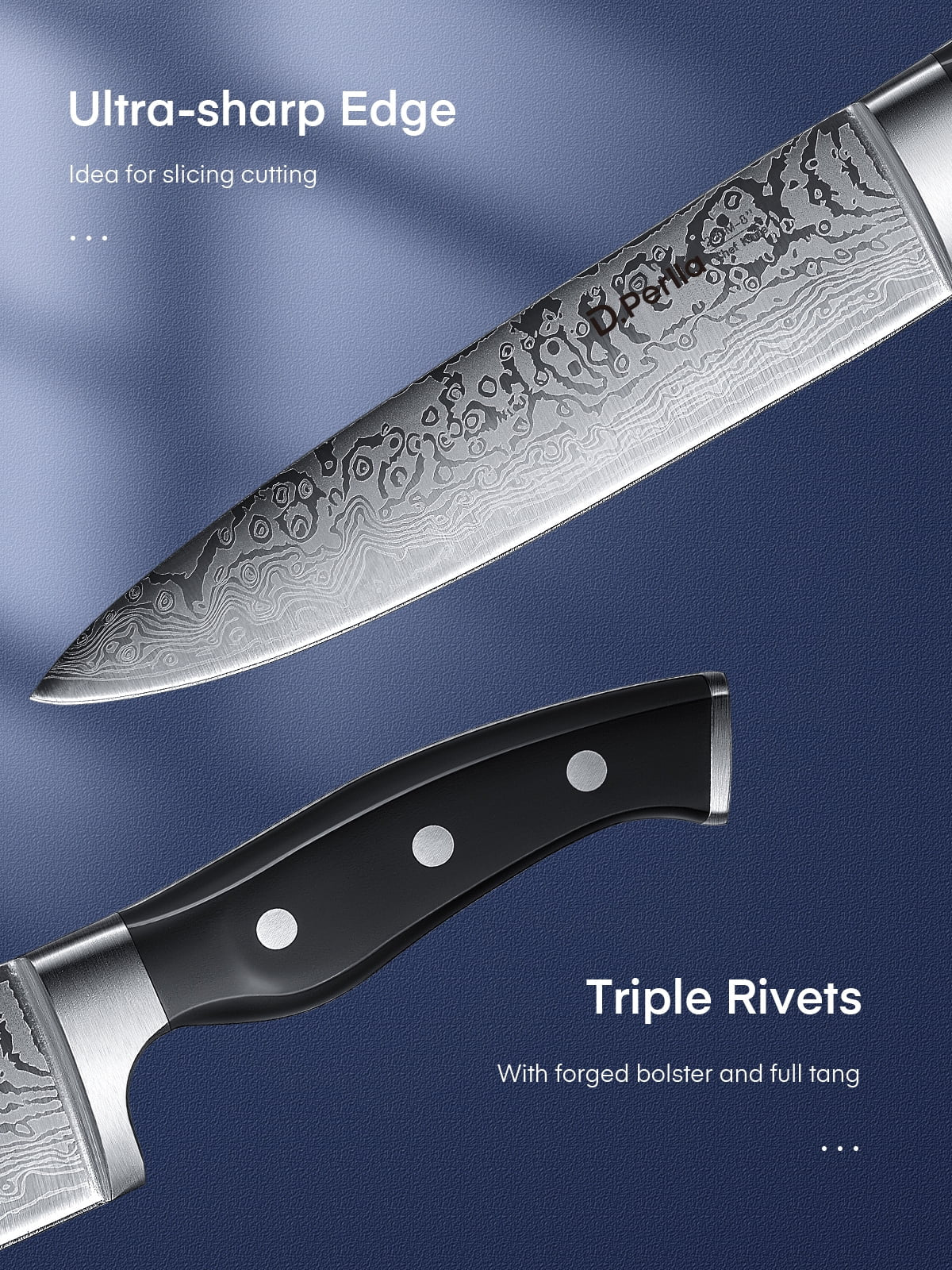 Knife Set, 14 Pcs Kitchen Knives Set with Built-In Sharpener, Stainless Steel Knife Set with Block