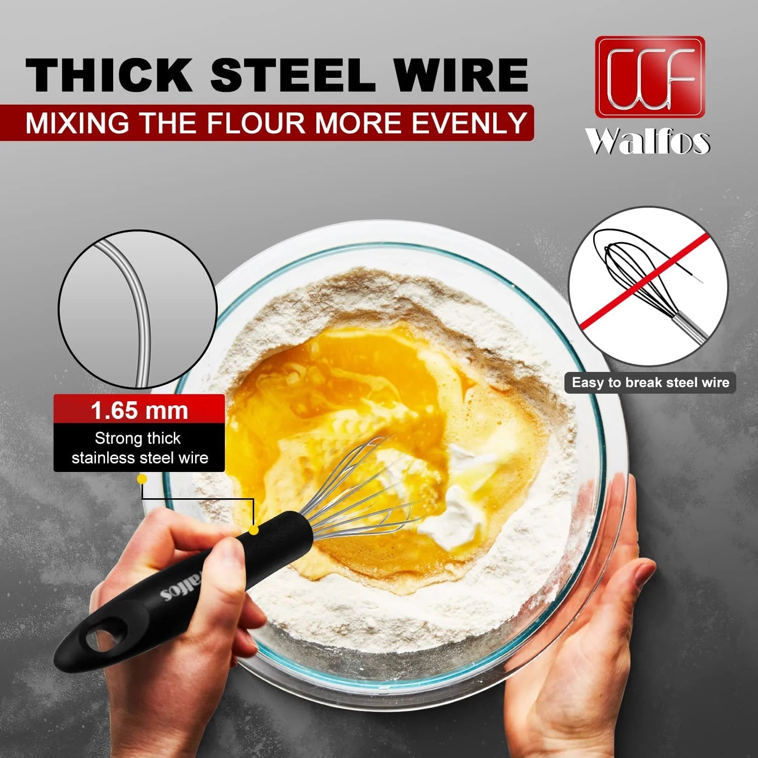 Stainless Steel Wire Whisk Set - 3 Packs Balloon Whisk, Thick Wire Wisk , Strong Handles, Egg Frother for Cooking, Blending, Whisking, Beating and Stirring (7"+9"+11")