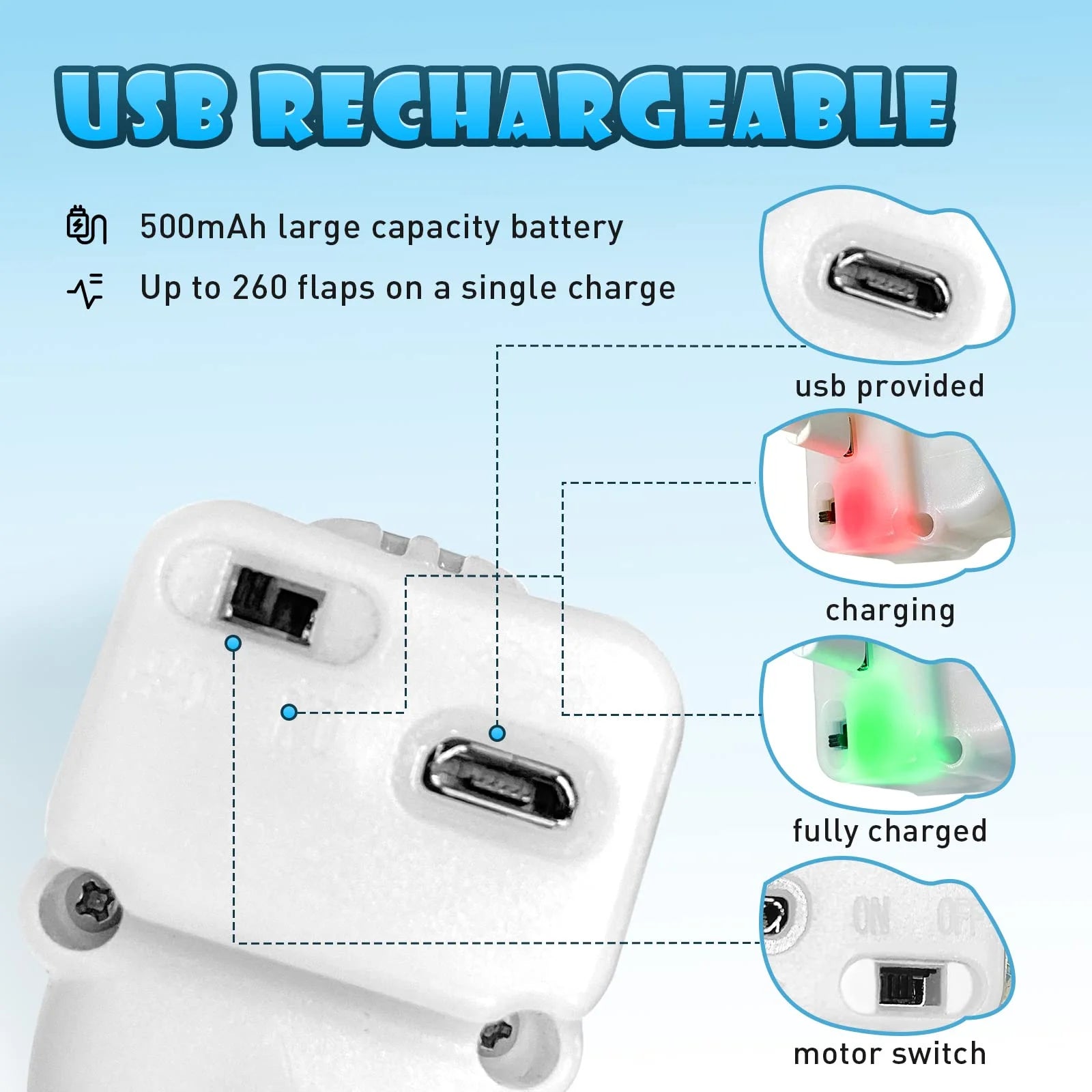 Rechargeable Touch-Activated Interactive Cat Toy with Flapping Bird Design - Kitten Exercise and Catnip Kicker (Non-Flying)