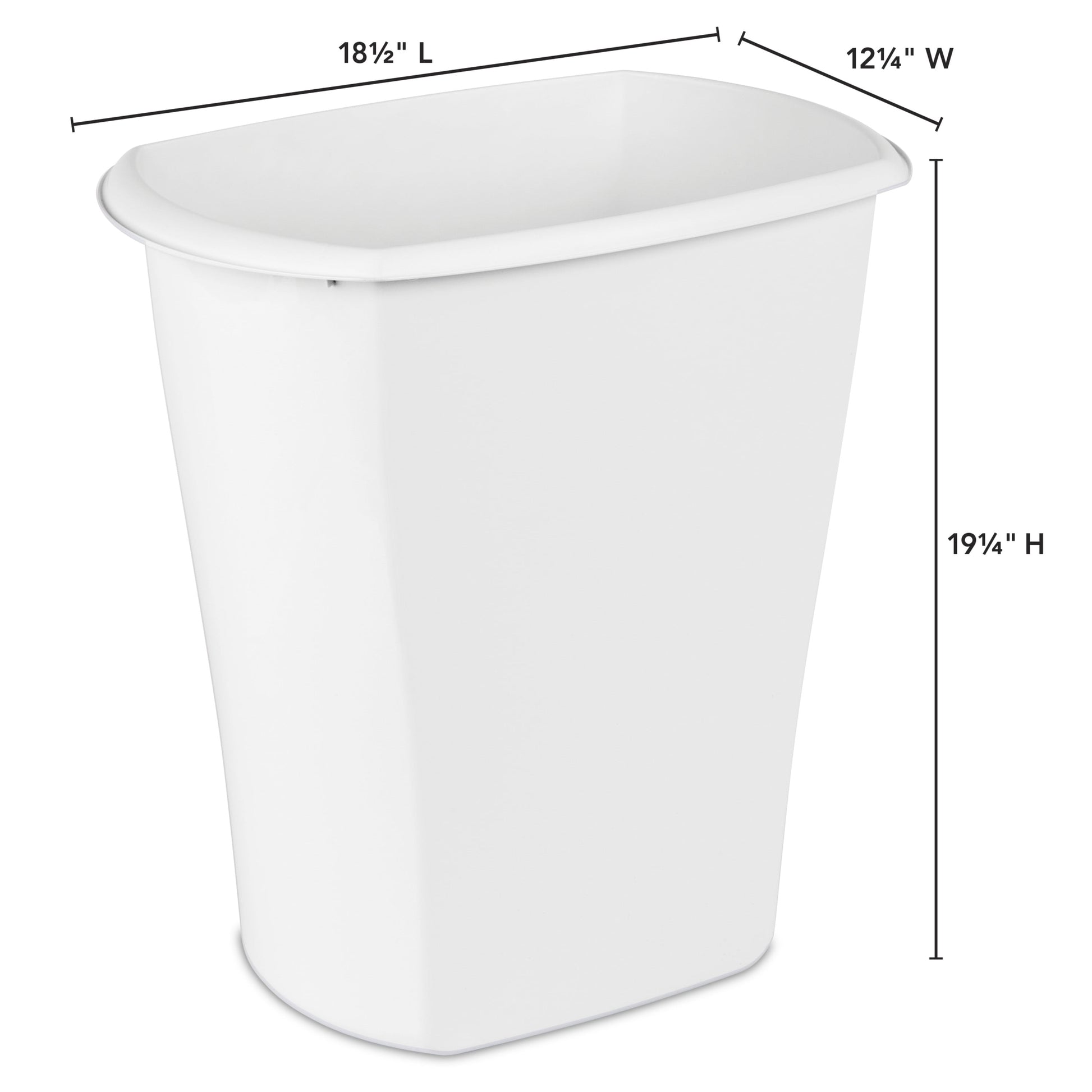 10 Gallon Rectangular Wastebasket, Large Open Plastic Trash Can for Kitchen, White