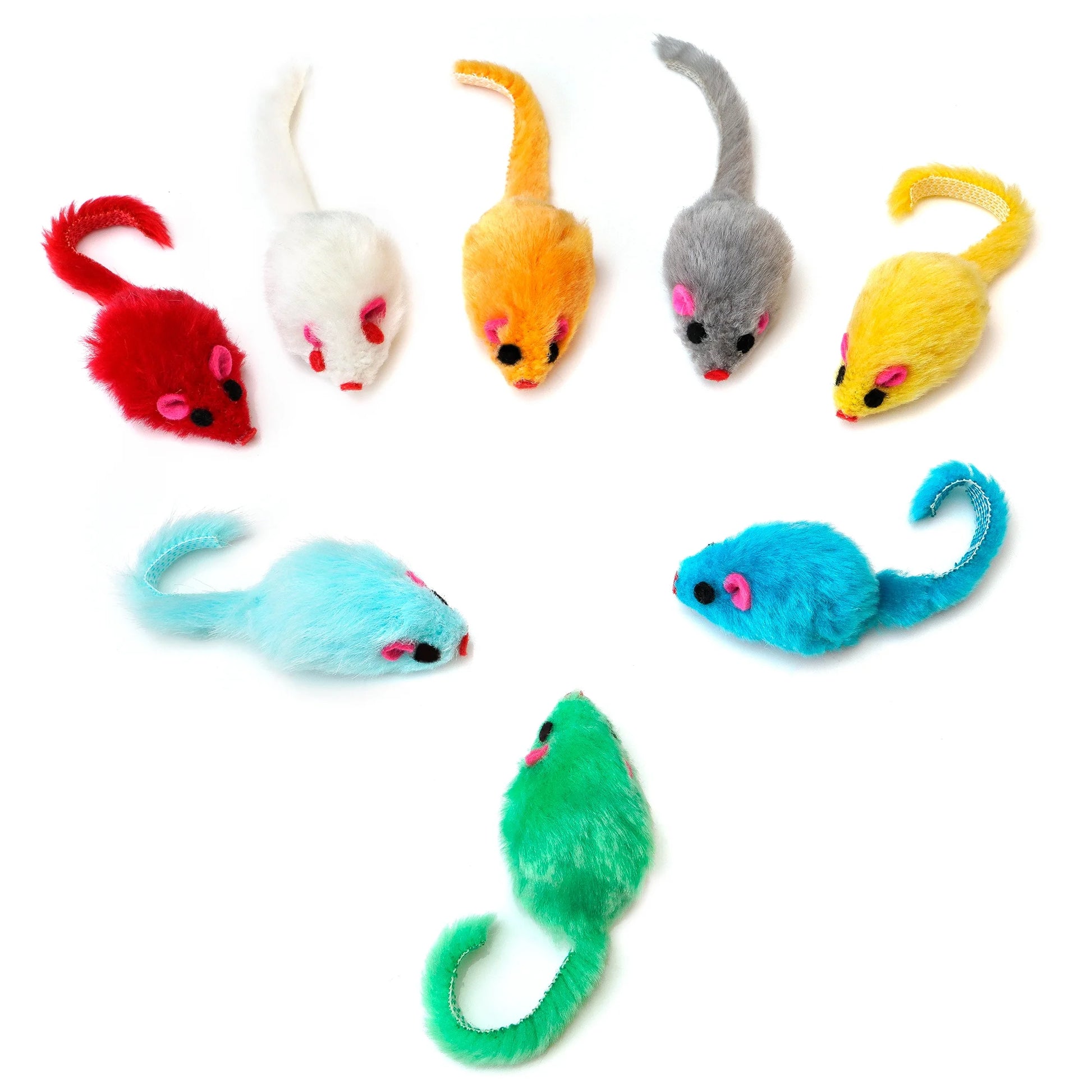 36PCS 4.1'' Furry Cat Toy Mice Rattle Small Mouse Kitten Interactive Play Assorted Color