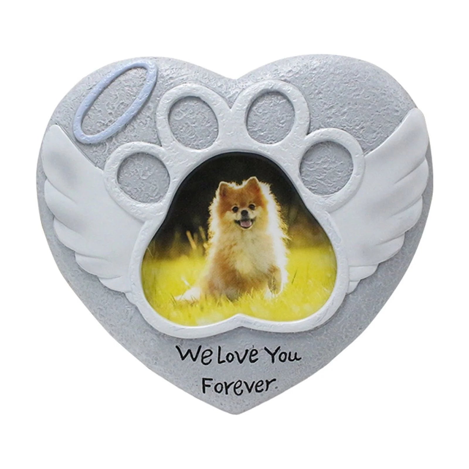 Pet Memorial Stones for Dog or Cats,Dog Memorial Stones with Photo Frame,Loss of Dog Sympathy Gift Indoor Display,Pet Grave Markers Dog Bereavement Gifts Outdoor Tombstone Heart Shaped Carve