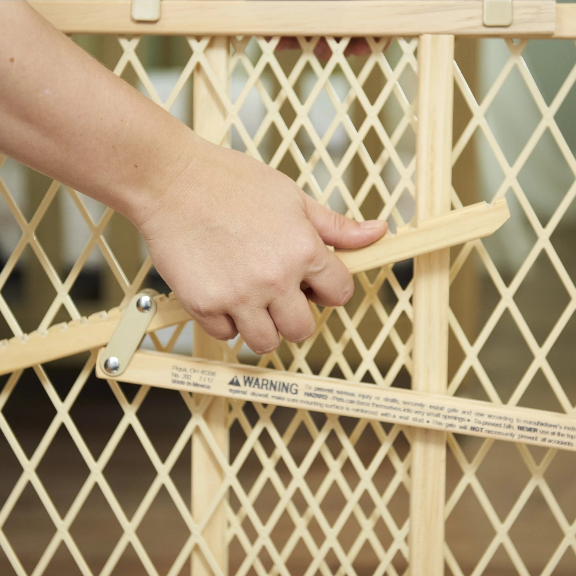 Adjustable Wood Baby Gate - Position & Lock Design, Natural Finish, Fits Openings 26 to 42 Inches Wide