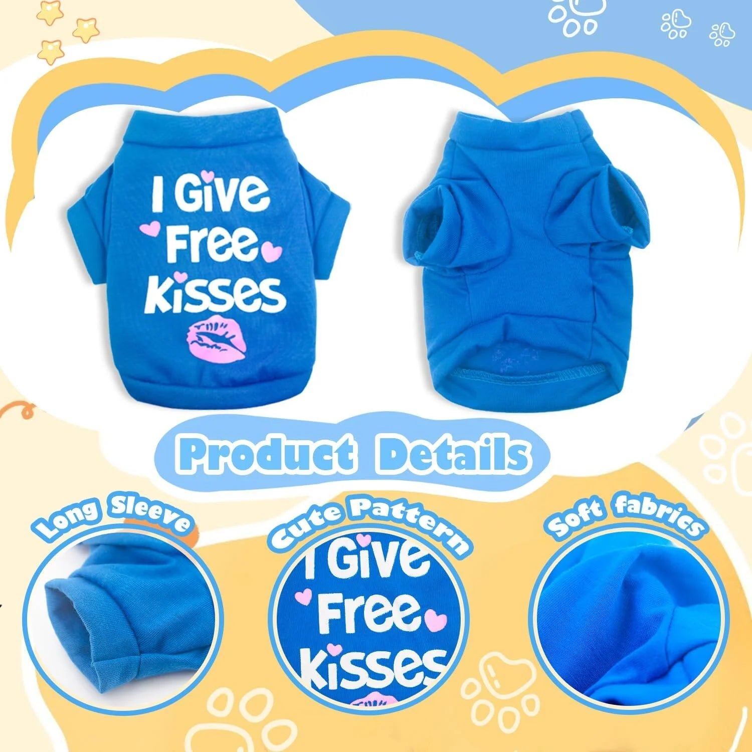 Set of 4 Dog Apparel for Small Dogs and Cats - Stylish Shirts for Male Small Dogs