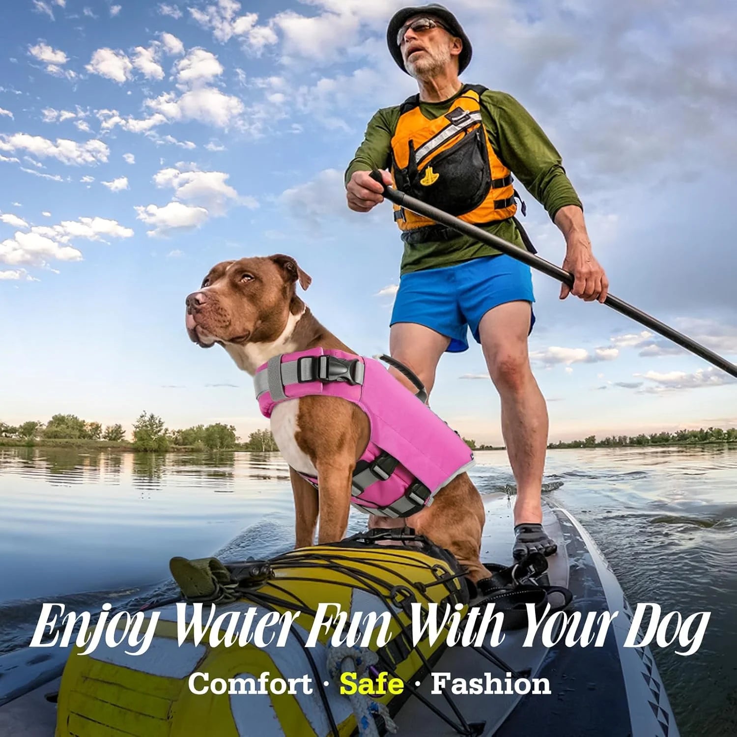 Adjustable Dog Life Jacket with Reflective Safety Vest, High Buoyancy Pet Life Preserver and Durable Rescue Handle, Ripstop Design for Swimming and Boating, Size L, Pink