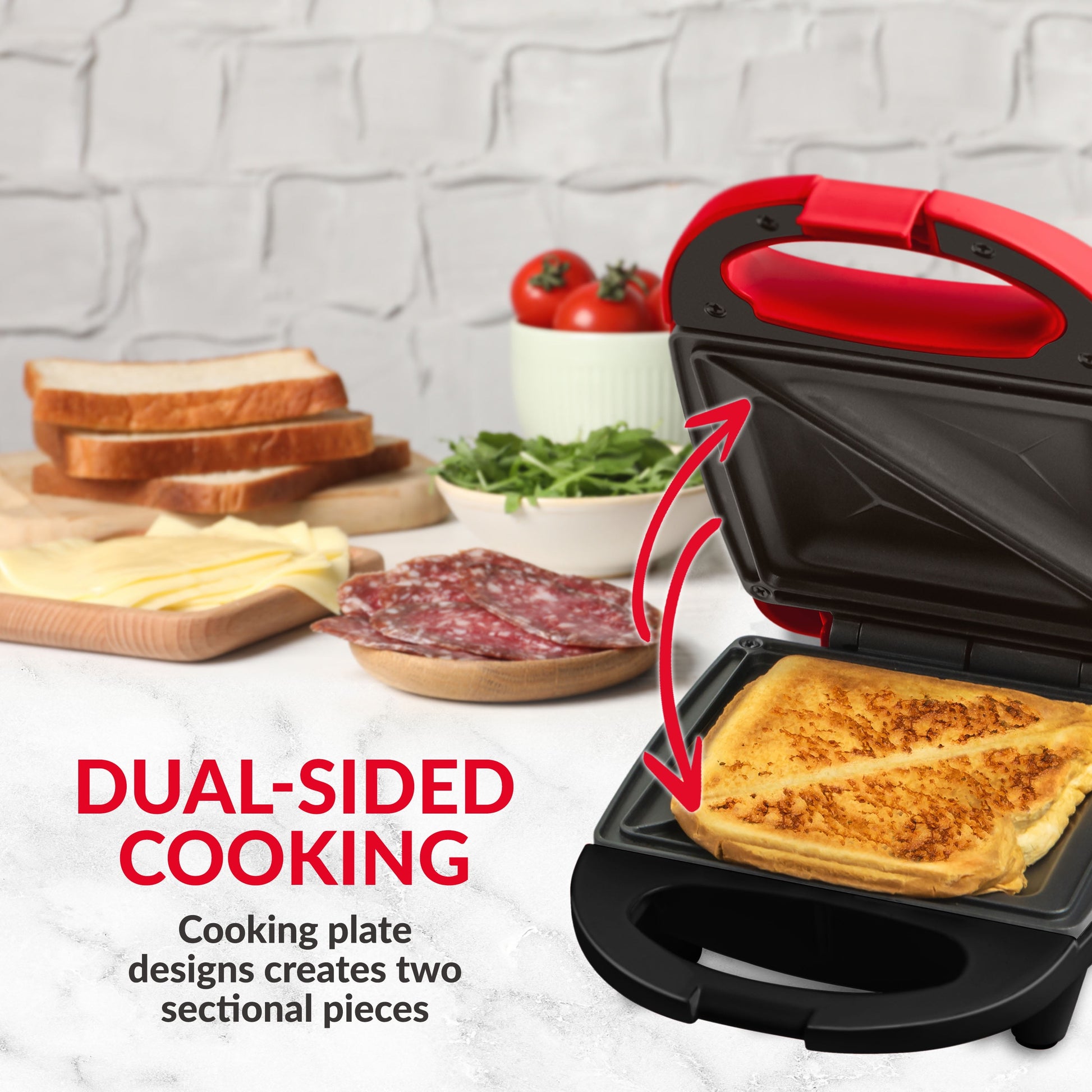 Sandwich Maker Grill, 520 Watts, Red