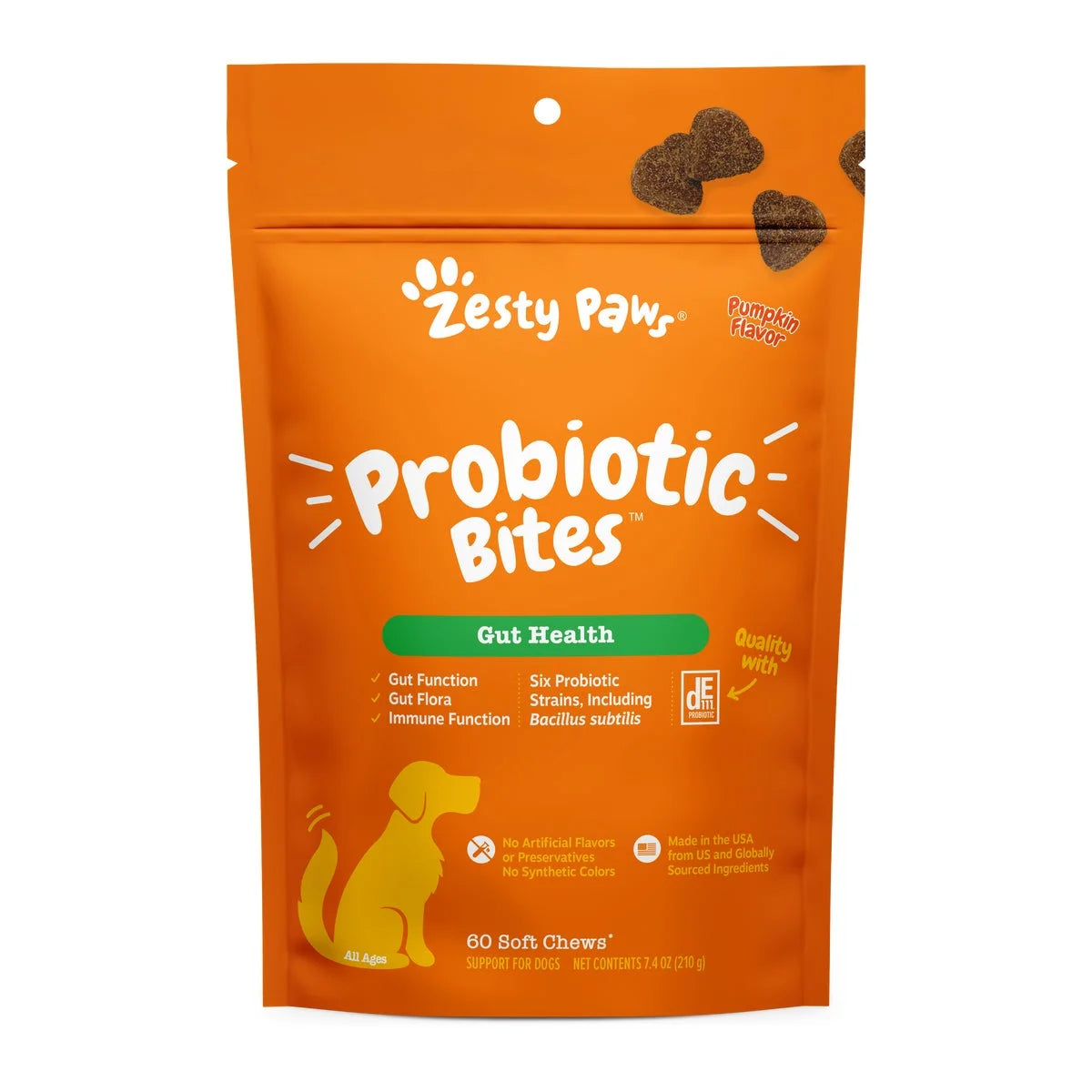 Probiotic Bites for Dogs, to Support Gut Health, Pumpkin 60Ct
