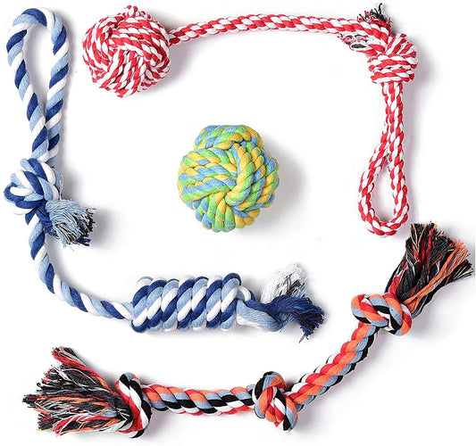 4-Pack Dog Rope Toys, Durable Cotton Chew and Tug Ropes for Indoor/Outdoor Interactive Play, Ideal for Small to Medium Dogs