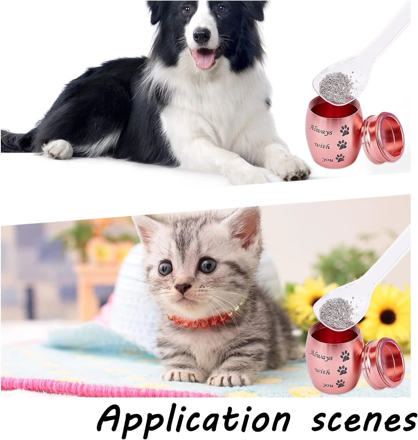 Small Pet Urns Always with You Memorial Ashes Holder Mini Paws Engraved Urns Metal Cremation Keepsake Stainless Steel Urns for Pet Dog Cat Bird Rabbit 1.18 X 1.57 Inch Pink