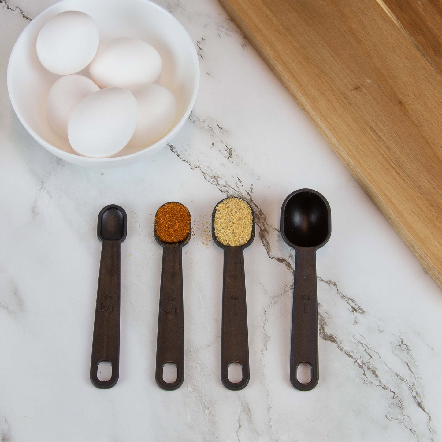 8-Piece Kitchen Measuring Cup & Spoon Set, Raised Measurements, Black, Polypropylene