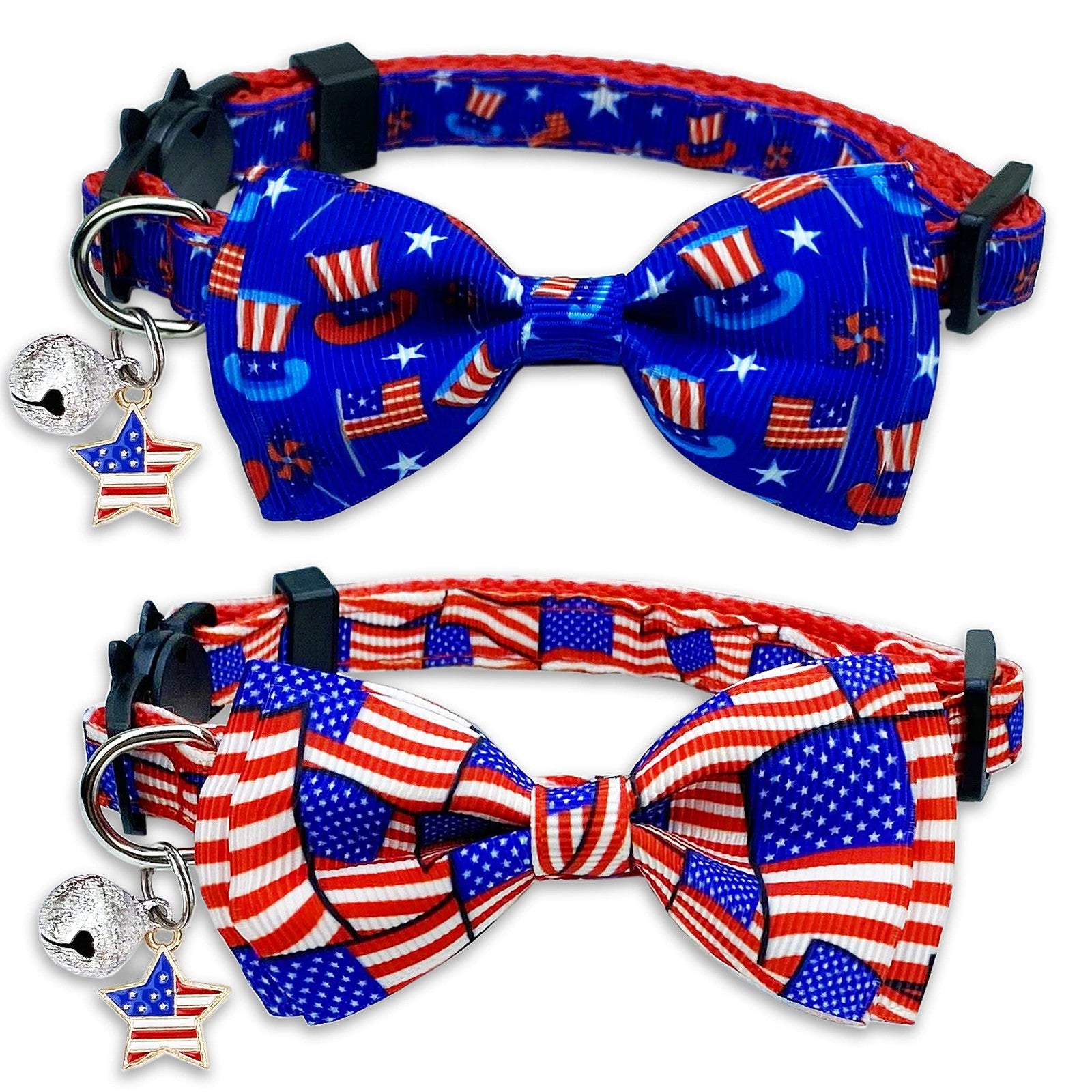 4Th of July Cat Bow Tie Collar with Bell, Independence