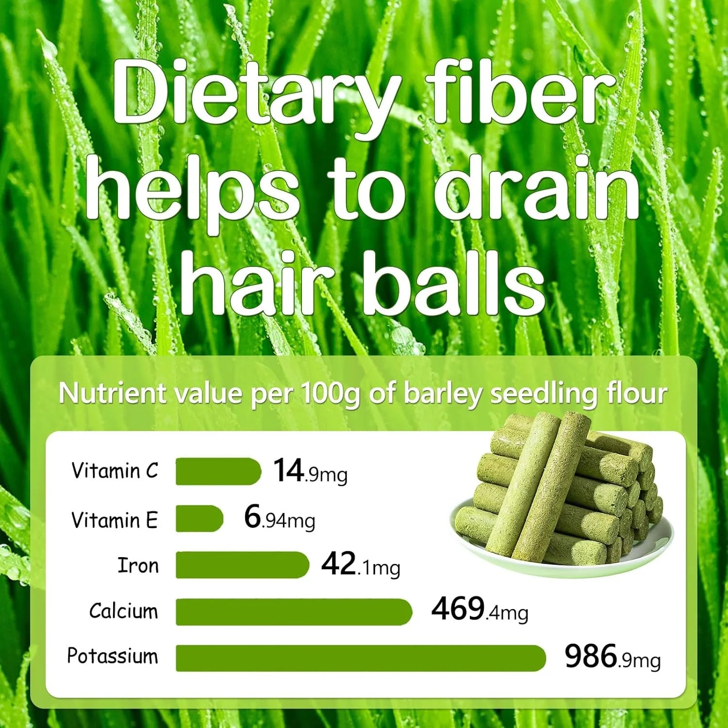 50G Cat Grass Teething Stick, Freezed Drying Cat Grass Sticks Snacks for Cats, Edible Cat Treats for Teeth Cleaning and Hairball Removal