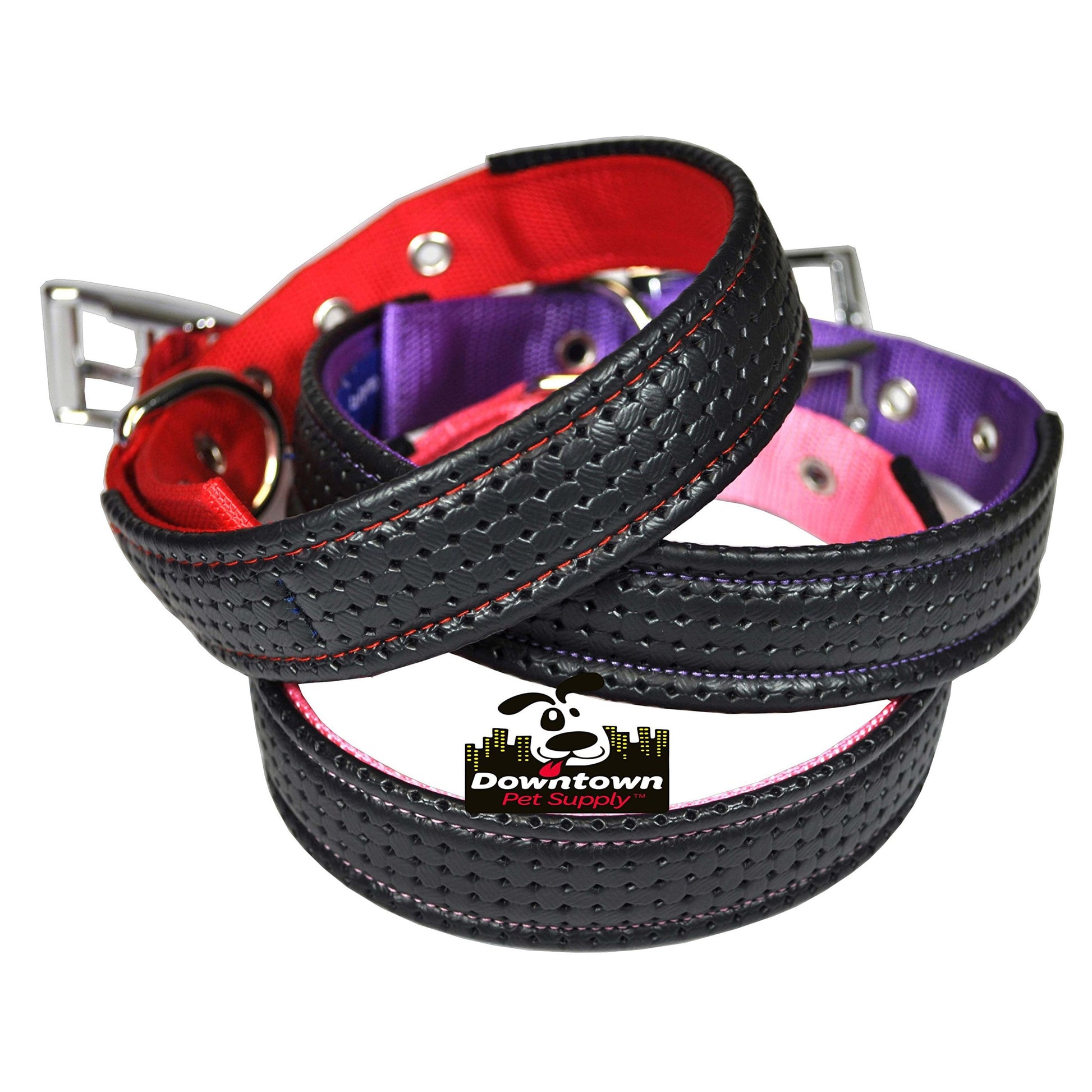 Padded Dog Collar for Large Dogs - Purple, Size L