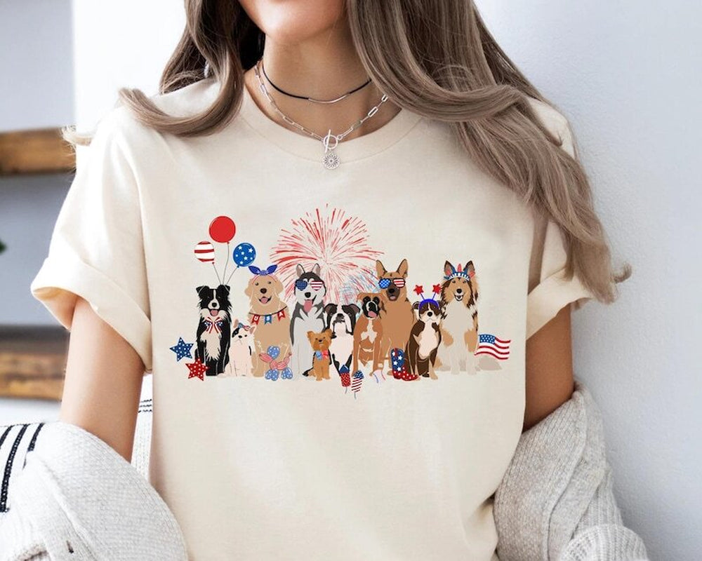 4Th of July Dogs Tee,Usa Dogs, America, Patriotic Dog,Cute Tees, Dog Mom,Dog Dad