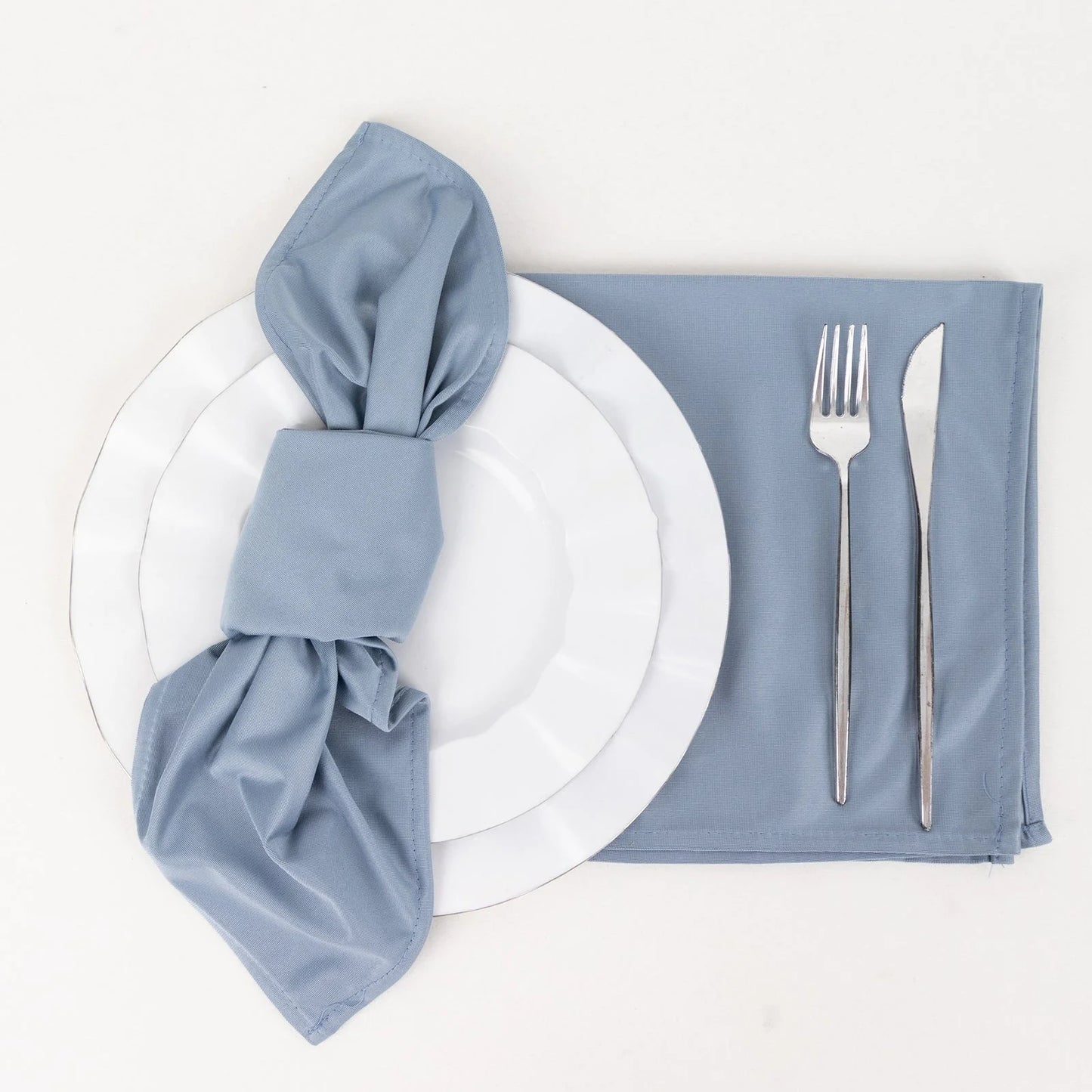 Balsacircle 5Dusty Blue Premium 20X20 in Scuba Polyester Dinner Table Cloth Napkins Party Events Decorations Supplies