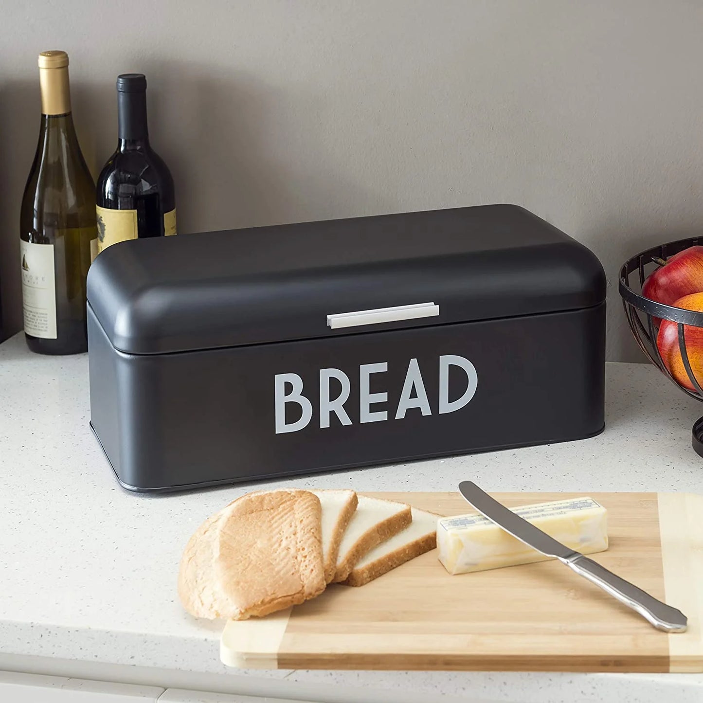 Metal Bread Box, Black