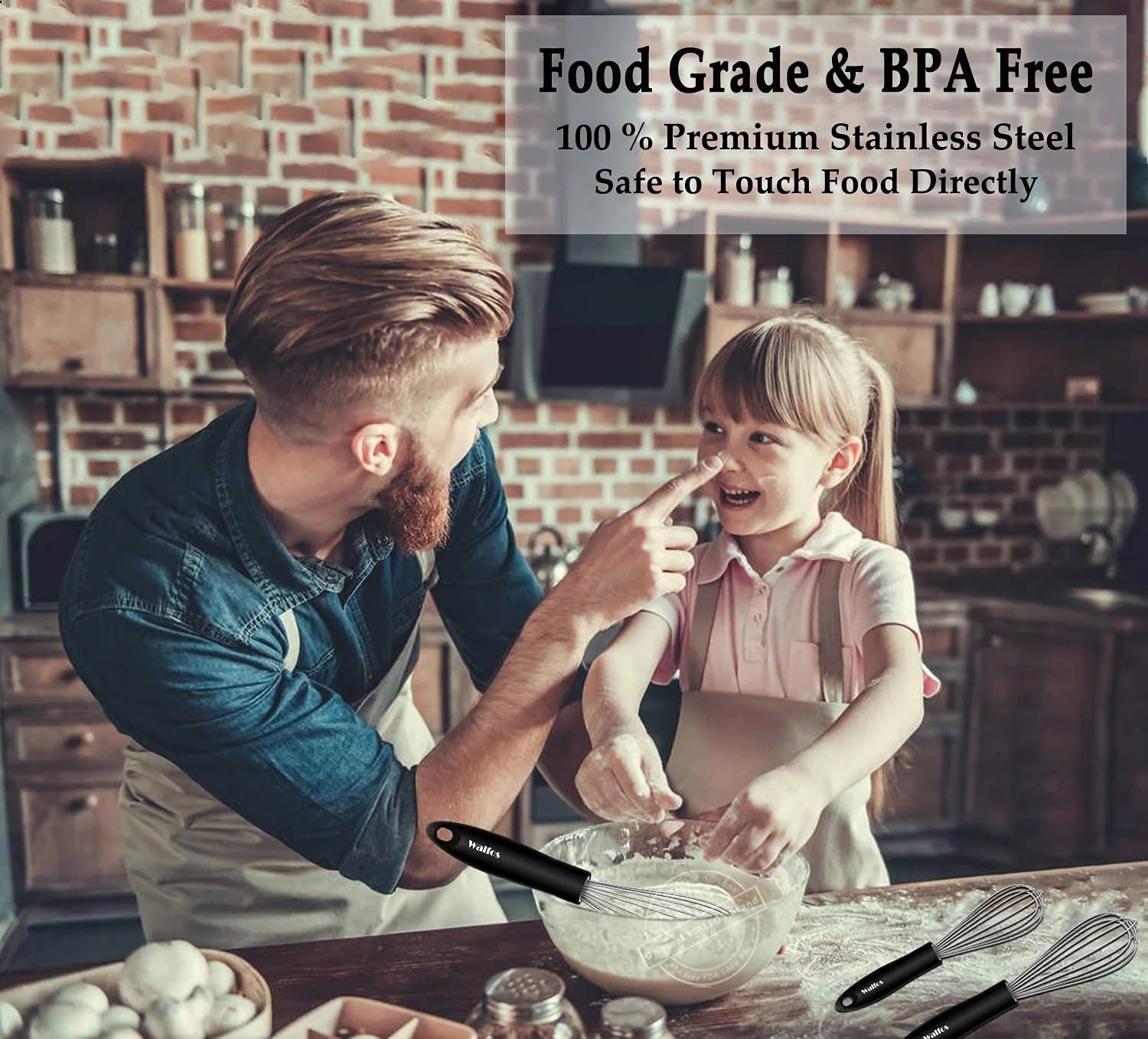 Stainless Steel Wire Whisk Set - 3 Packs Balloon Whisk, Thick Wire Wisk , Strong Handles, Egg Frother for Cooking, Blending, Whisking, Beating and Stirring (7"+9"+11")