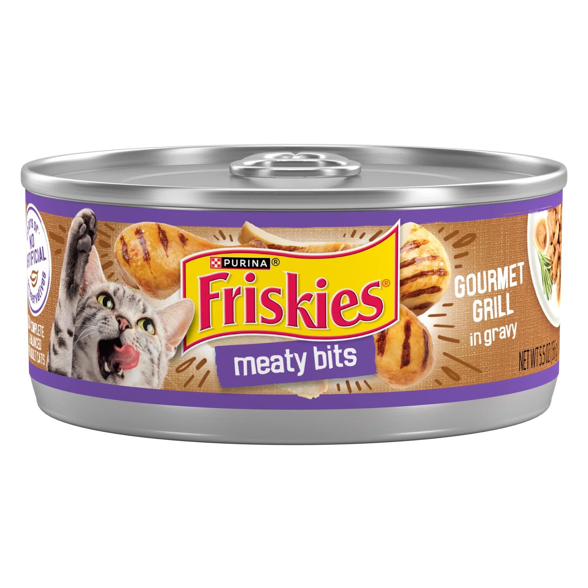 Purina  Meaty Bits Gourmet Grill in Gravy Wet Cat Food, 5.5 oz Can