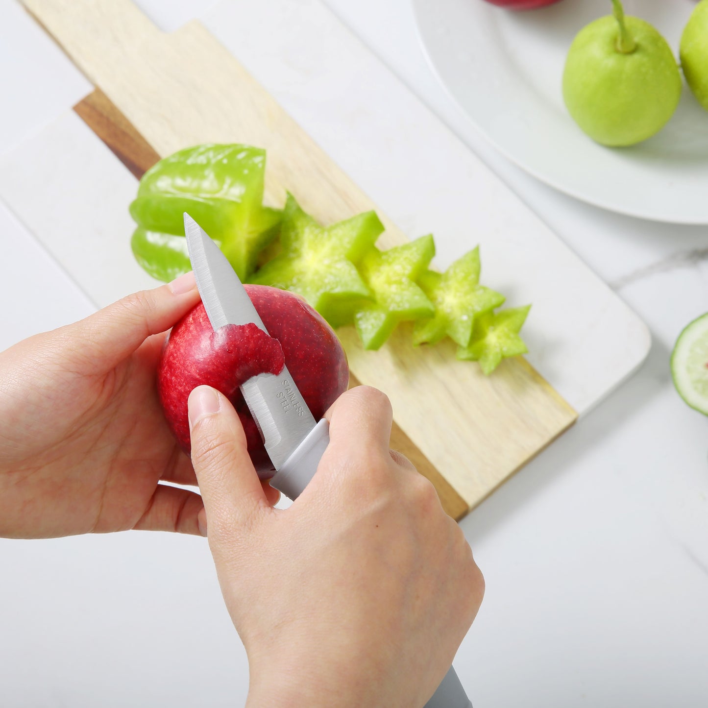 3 Piece Stainless Steel Color Knife Set with Ergonomic Soft Grip Handles