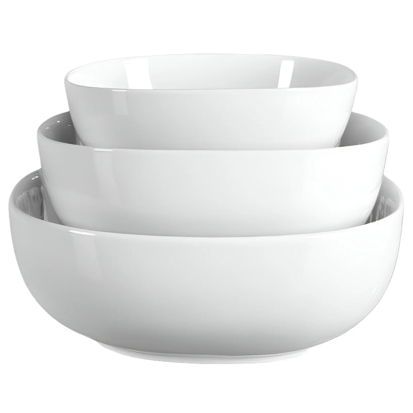 3 Piece White Soft Square Serving Bowls