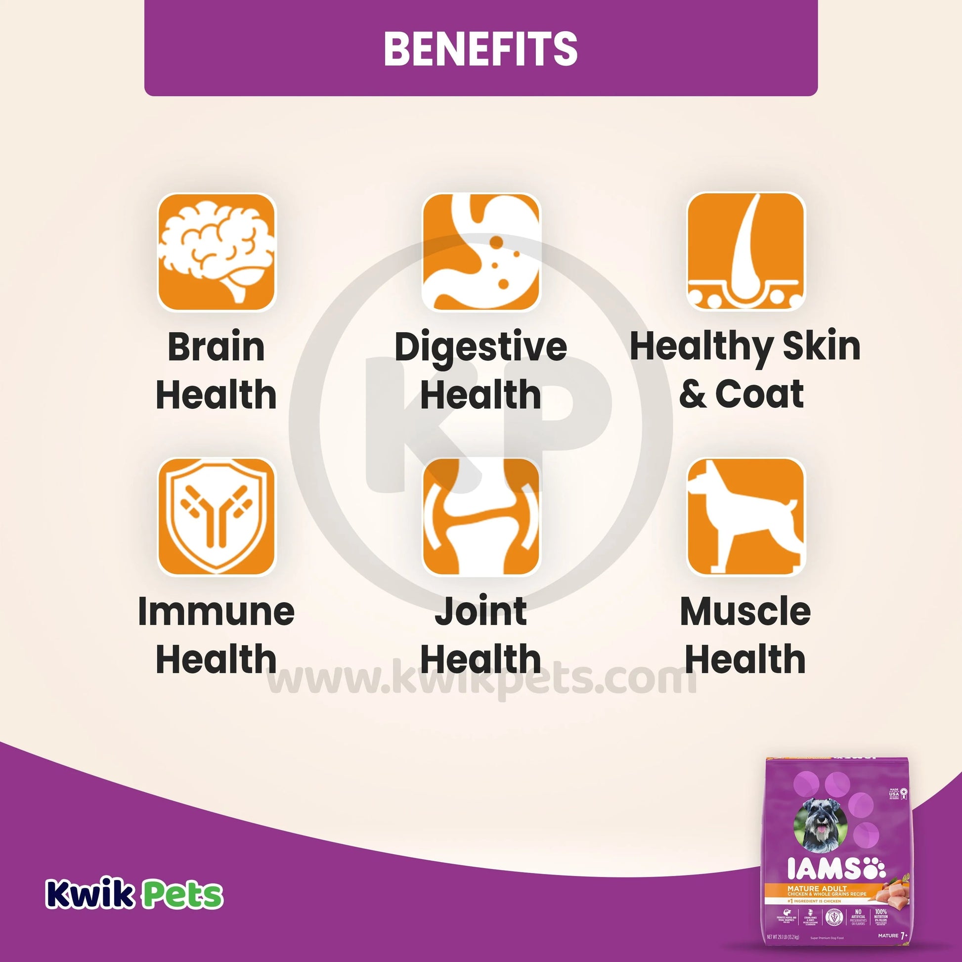 Mature Adult Senior Dry Dog Food with Real Chicken, 29.1 lbs