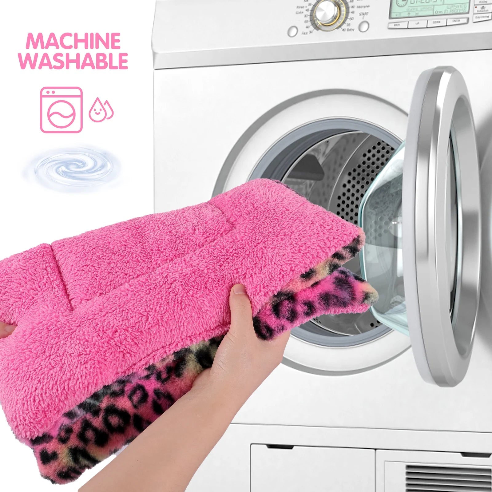 Pet Bed Crate Mat Reversible Pad for Cats Dogs Leopard Pattern, Small, Washable