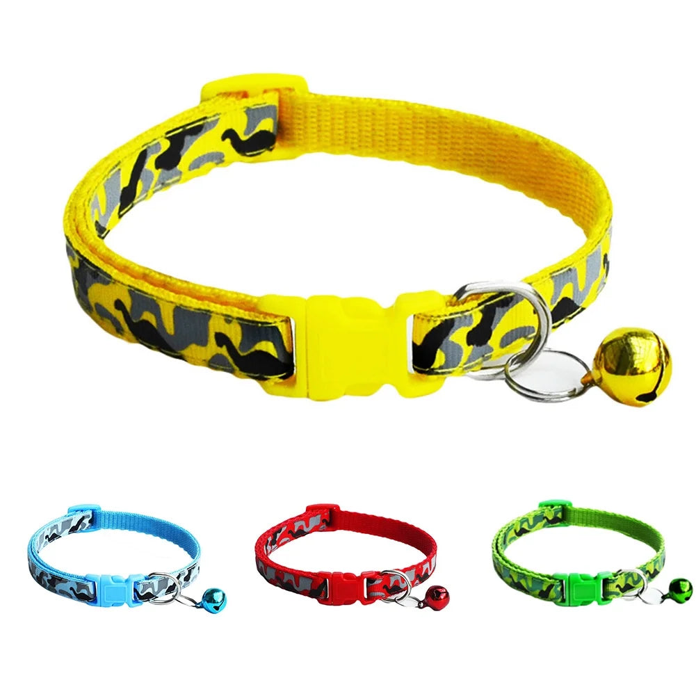 Adjustable Camo Dog Collar for Male Dogs, Colorful Polyester Design for Small to Medium Breeds