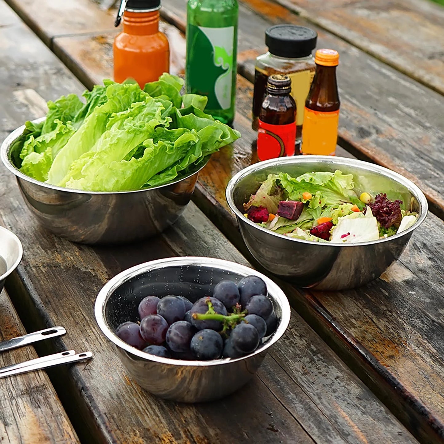 Mixing Bowls 3 Piece Stainless Steel Nesting Bowls Set for Baking & Prepping 5-In-1 Multifunction Large Stainless Steel Mixing Bowl Set, BPA Free, Dishwasher Safe|Kitchen Cooking Baking Supplies