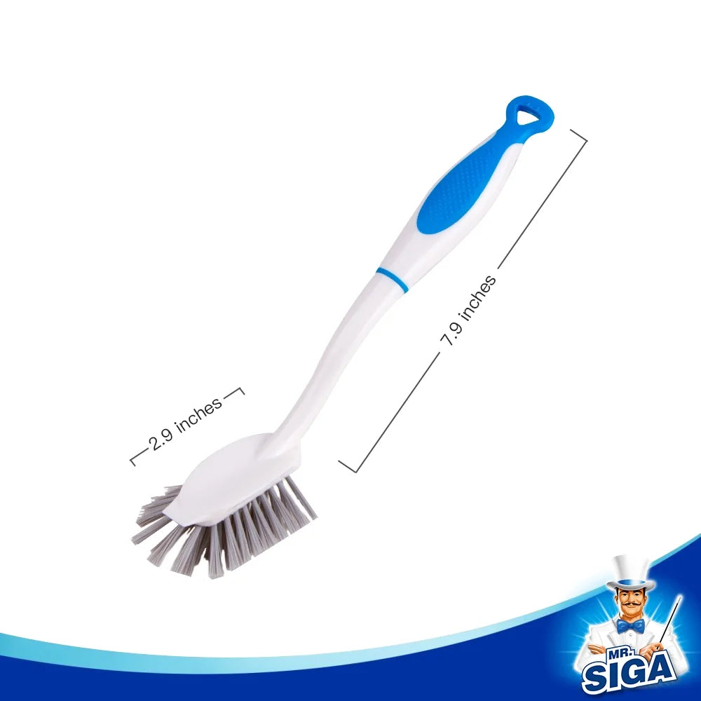 Dish Scrubs Brush with Long Handle, Scrub Brush, Pp+Nylon, Blue,Pack of 3