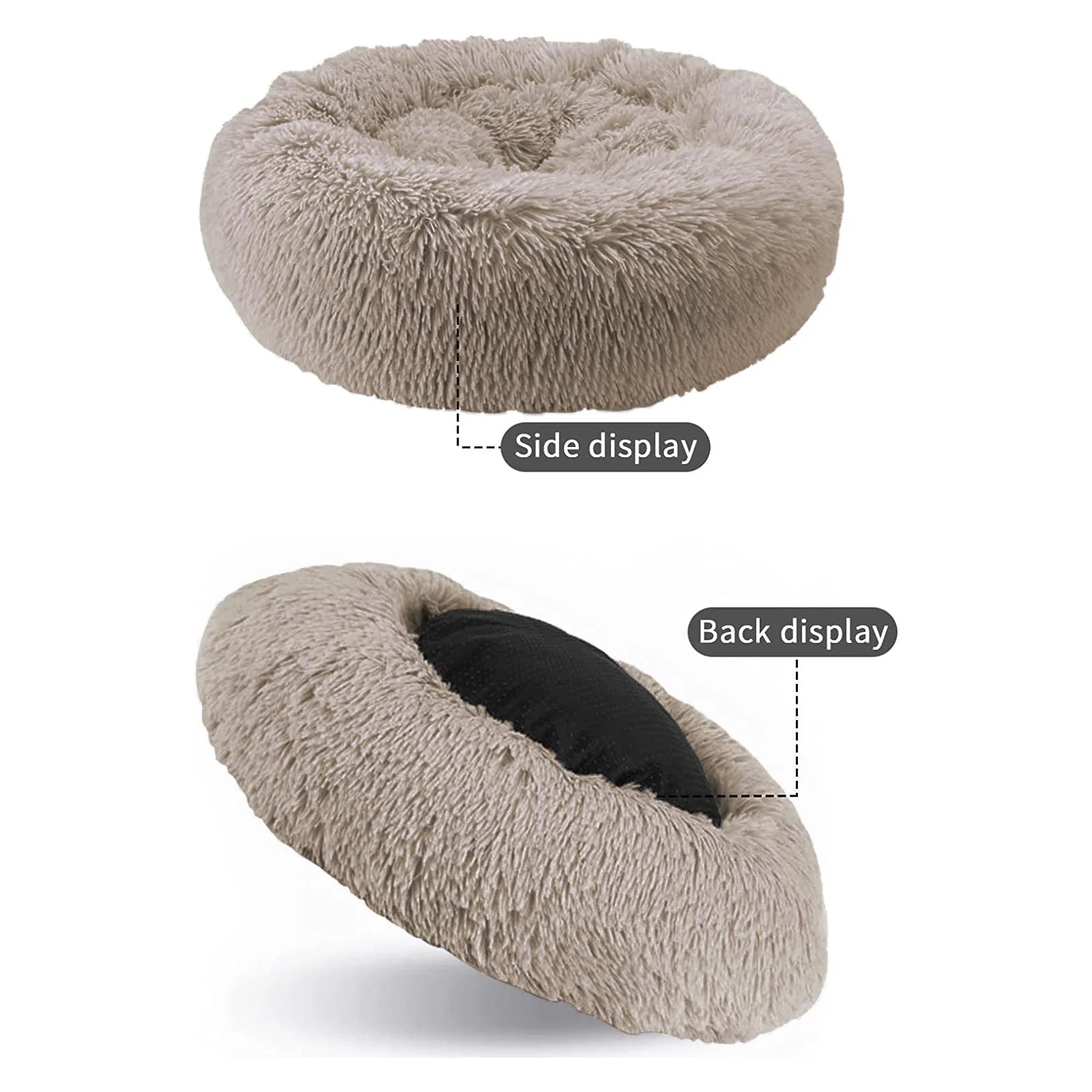 Calming Donut Dog Bed Anti-Anxiety, Self Warming, Cozy Soft Plush round Pet Bed, Ideal for Both Home & Travel, 20"L X 20"W X 8"H
