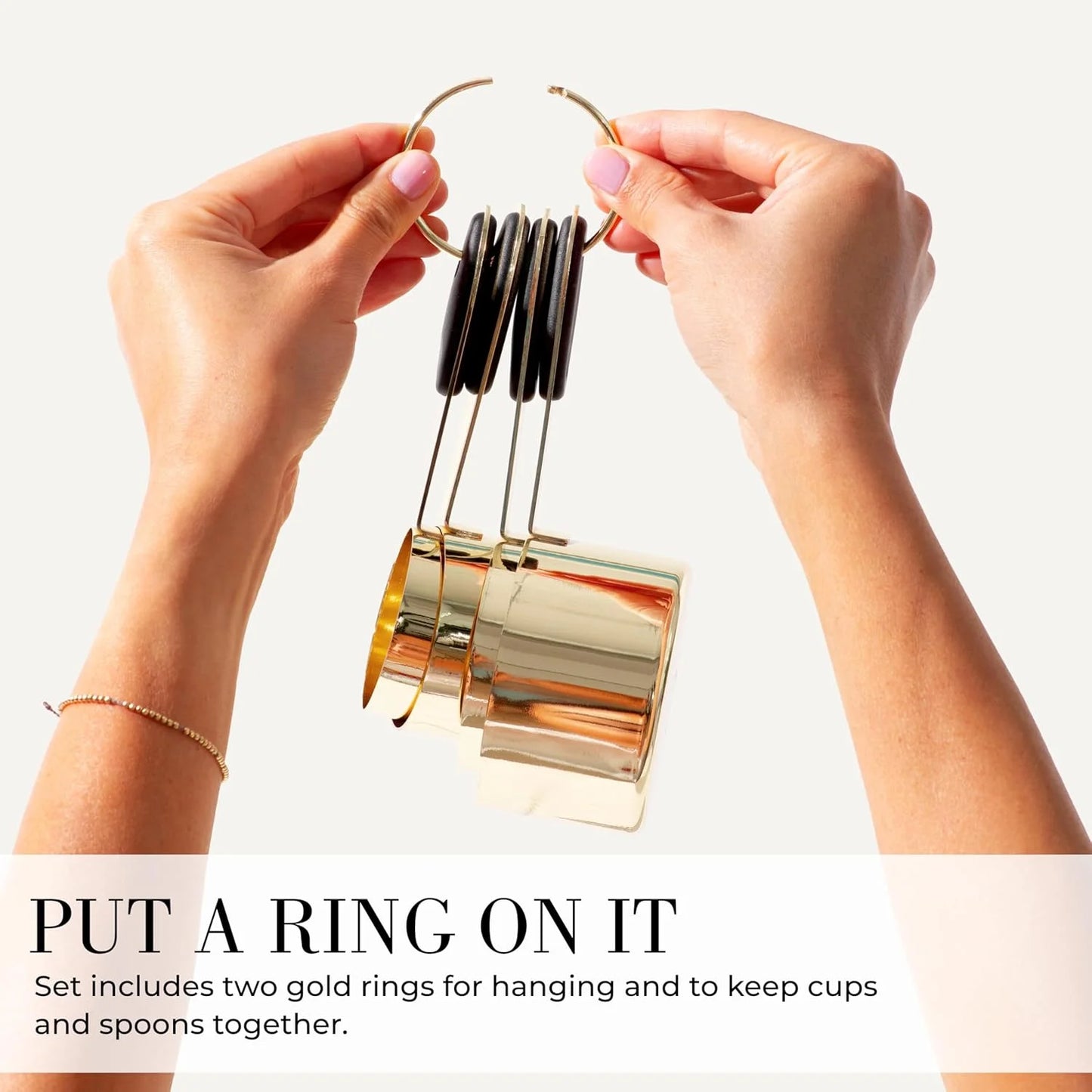 Black and Gold Measuring Cups and Spoons Set – 8-Piece Stainless Steel Kitchen Set for Precise Cooking and Baking