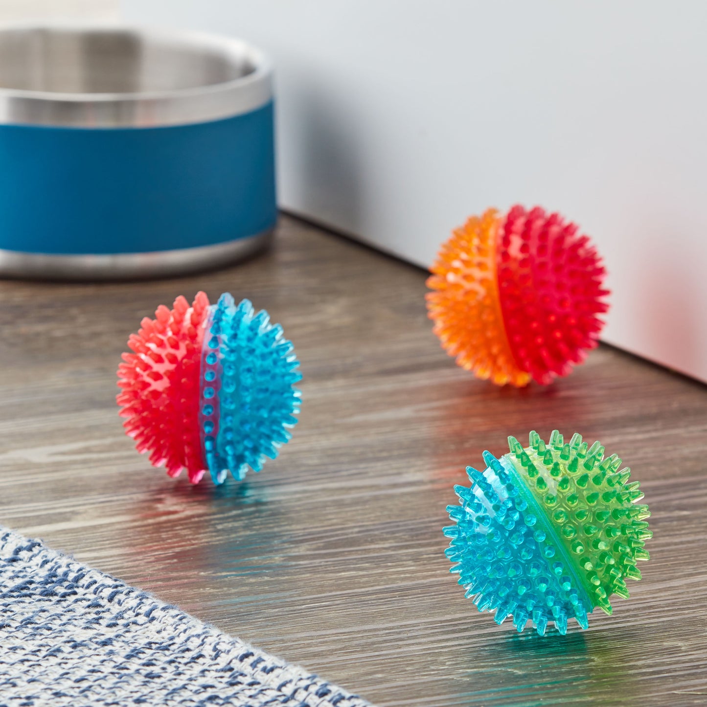 Fetch Buddy Spiky Ball Dog Toy, Medium, Assorted Colors, Chew Level 3