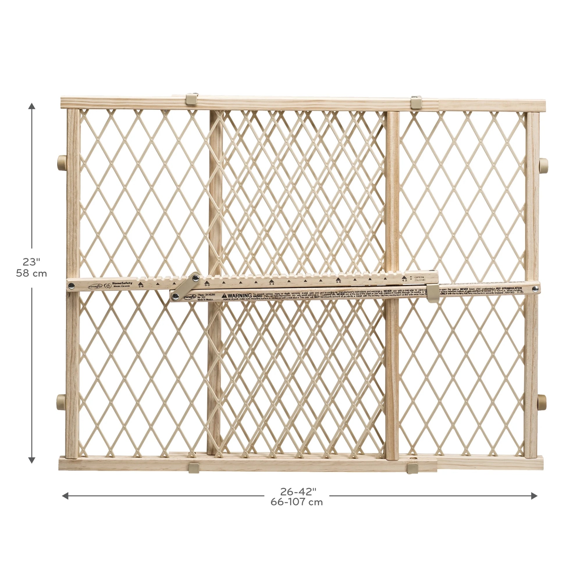 Adjustable Wood Baby Gate - Position & Lock Design, Natural Finish, Fits Openings 26 to 42 Inches Wide