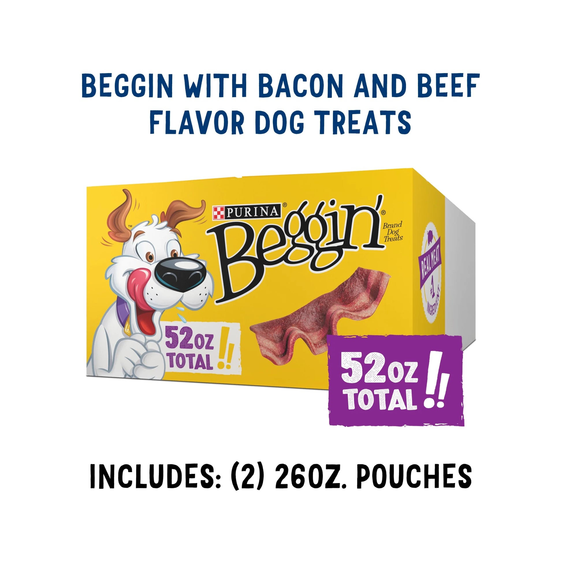 Purina  Strips Adult Jerky Dog Snacks - Soft Treats in Bacon and Beef Flavors