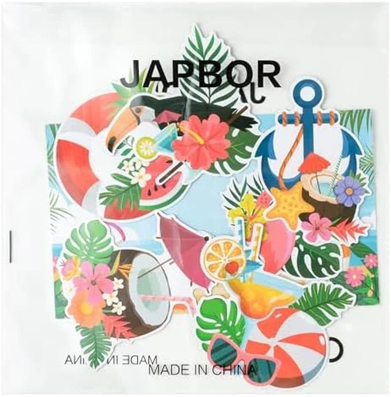 Tropical Hawaii Cruise Magnetic Door Decorations - Set of 7 Summer Beach Fridge Magnets Featuring Flamingo and Coconut Drink Designs for Carnival Party Decor