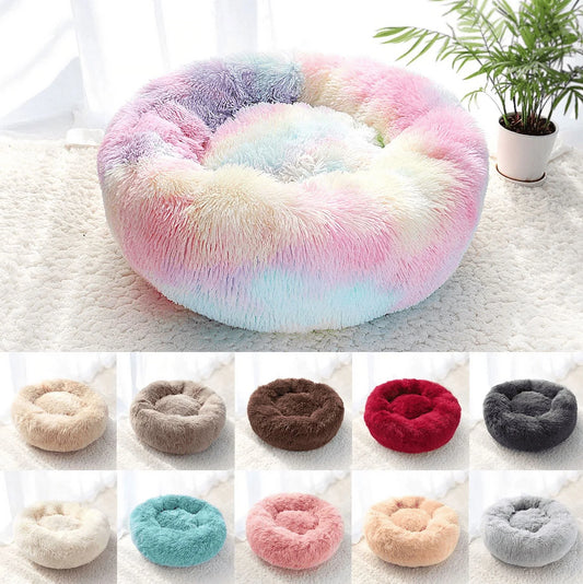 Donut Plush Pet Bed for Dogs & Cats Soft Warm Calming Bed round Cuddler