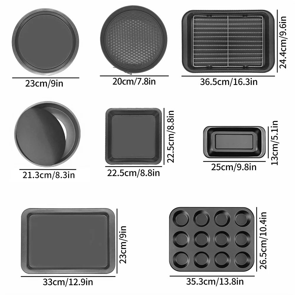 Premium 17 Piece Bakeware Sets | Carbon Steel, Non Stick & Oven Safe up to 500°F | Complete Baking Kit Includes 9 Inch round Cake Pans - Spring Form Pan - Cookie Sheets - Muffin Pan & Much More