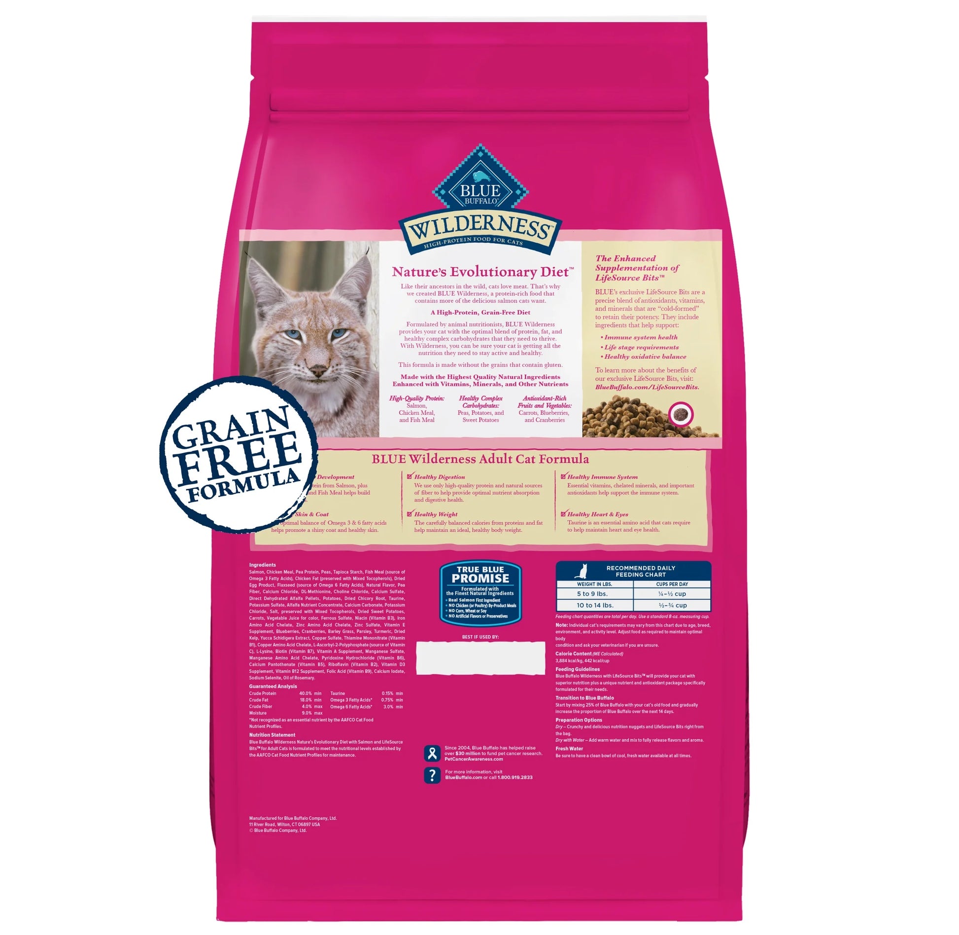Wilderness Natural High Protein Dry Food for Adult Cats, Salmon, 4-Lb Bag