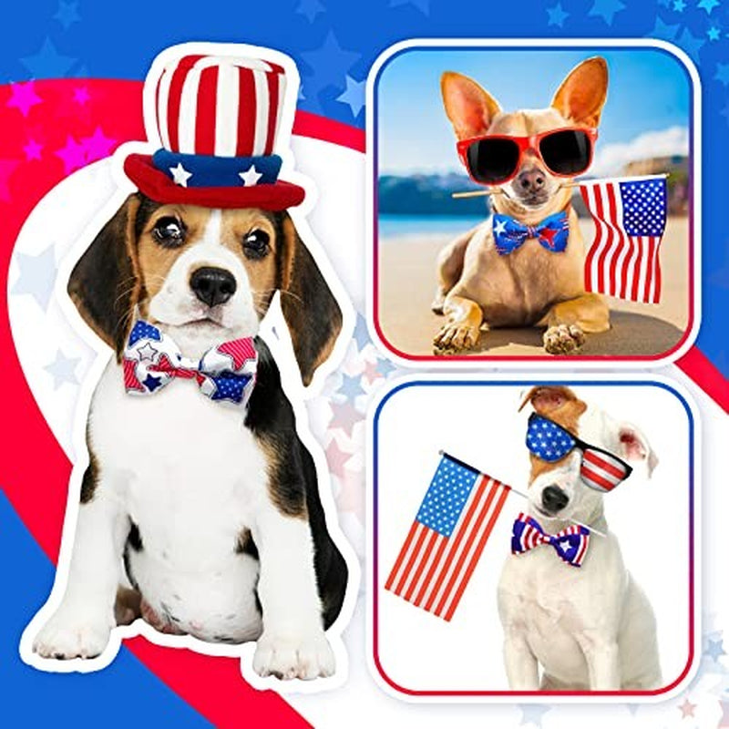 16 Pcs 4Th of July Summer Pet Bow Tie Collar Attachment, American Flag Dog Bow
