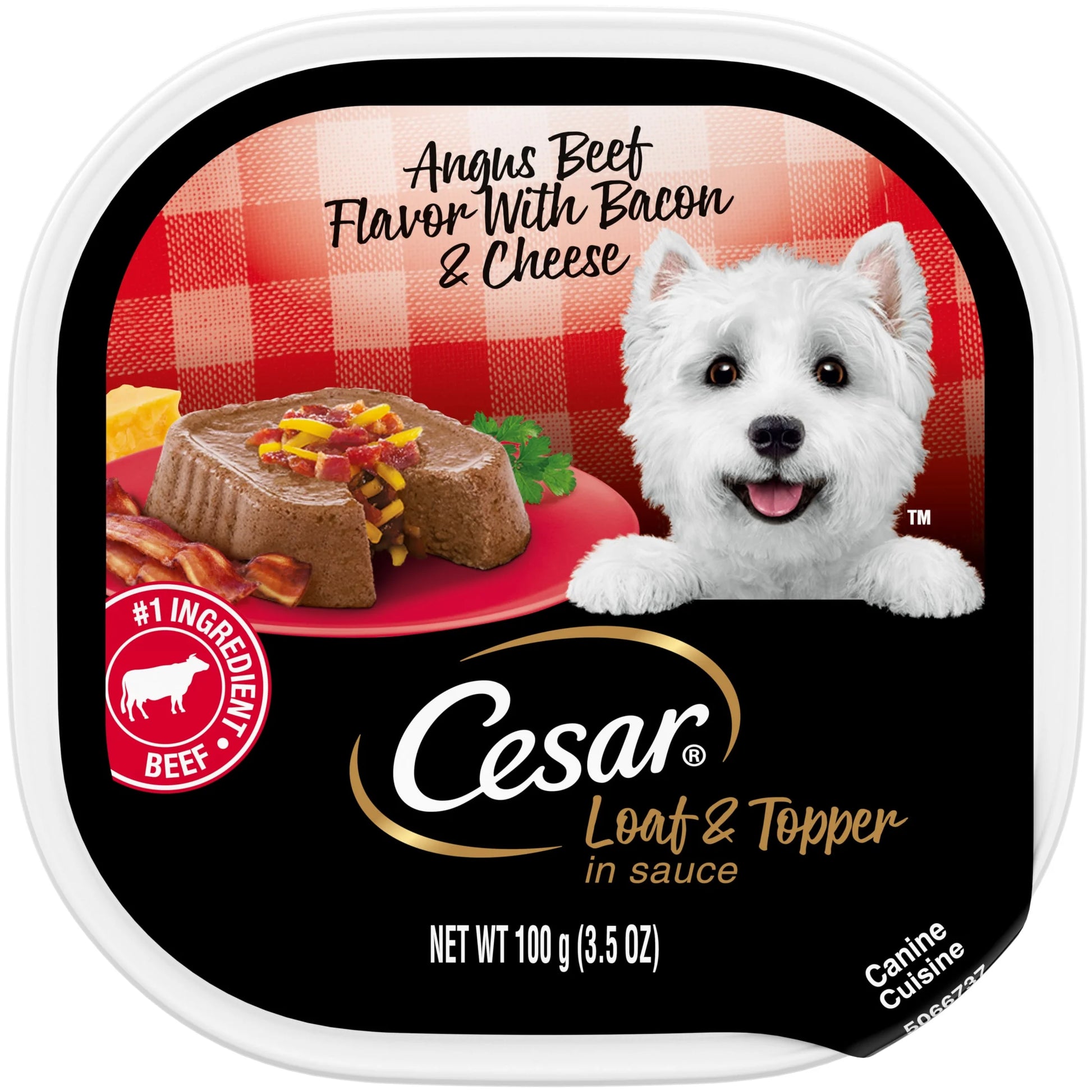 Angus Beef with Bacon and Cheese Wet Dog Food Loaf and Topper, 3.5 Oz Tray
