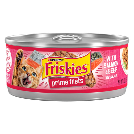Purina  Prime Filets Salmon and Beef in Sauce Wet Cat Food, 5.5 oz Can