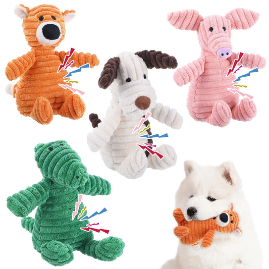 Set of 4 Squeaky Plush Dog Toys - Durable Chew and Crinkle Toys for Small Dogs and Puppies, Ideal for Biting Training and Teething