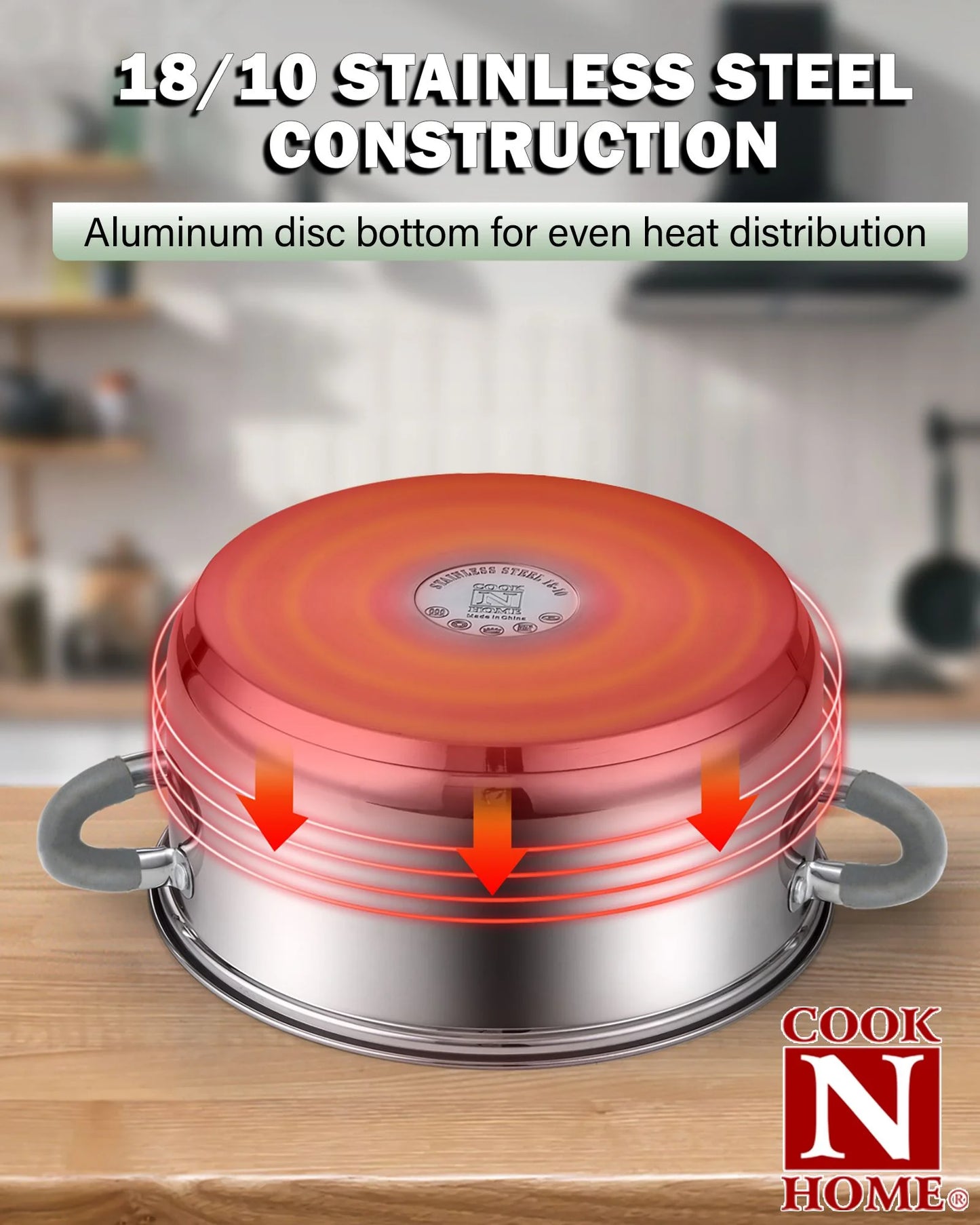 Kitchen Cookware Sets, 12-Piece Basic Stainless Steel Pots and Pans with Grey Silicone Handles, Silver