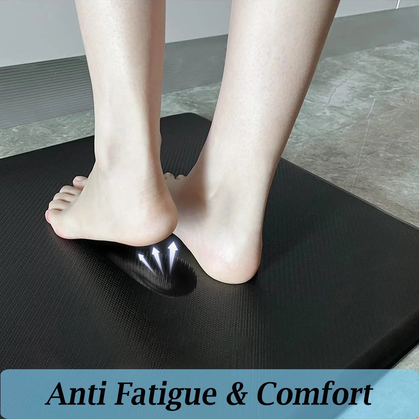 0.75" Thick anti Fatigue Mats for Kitchen, 17X28" Memory Foam Kitchen Mats Non Slip, Comfort Standing Mat Cushioned Floor Mat, Black