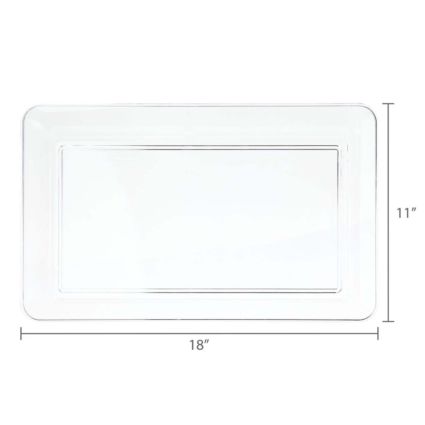 Clear Rectangular Plastic Food Tray, 18", by