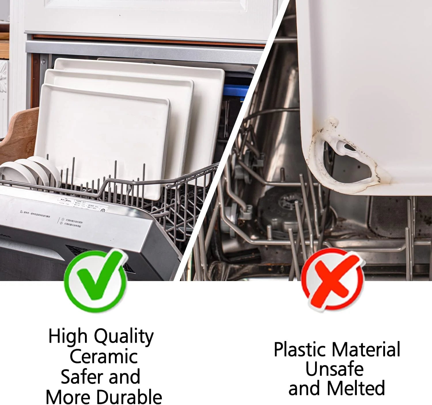 Large Serving Platter, 16/14/12 Inch Rectangular Serving Trays for Serving Food, Serving Tray for Party - Set of 3, White