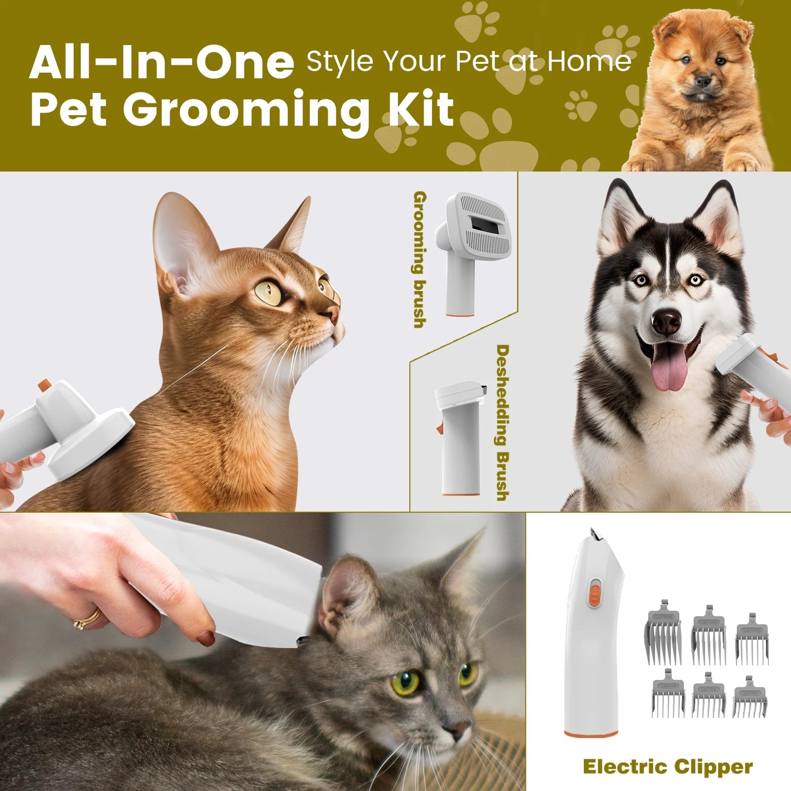 Dog Grooming Kit & Vacuum, Dog Vacuum for Shedding Grooming, Low Noise, for Dogs Cats Pet Hair & Home Car Cleaning