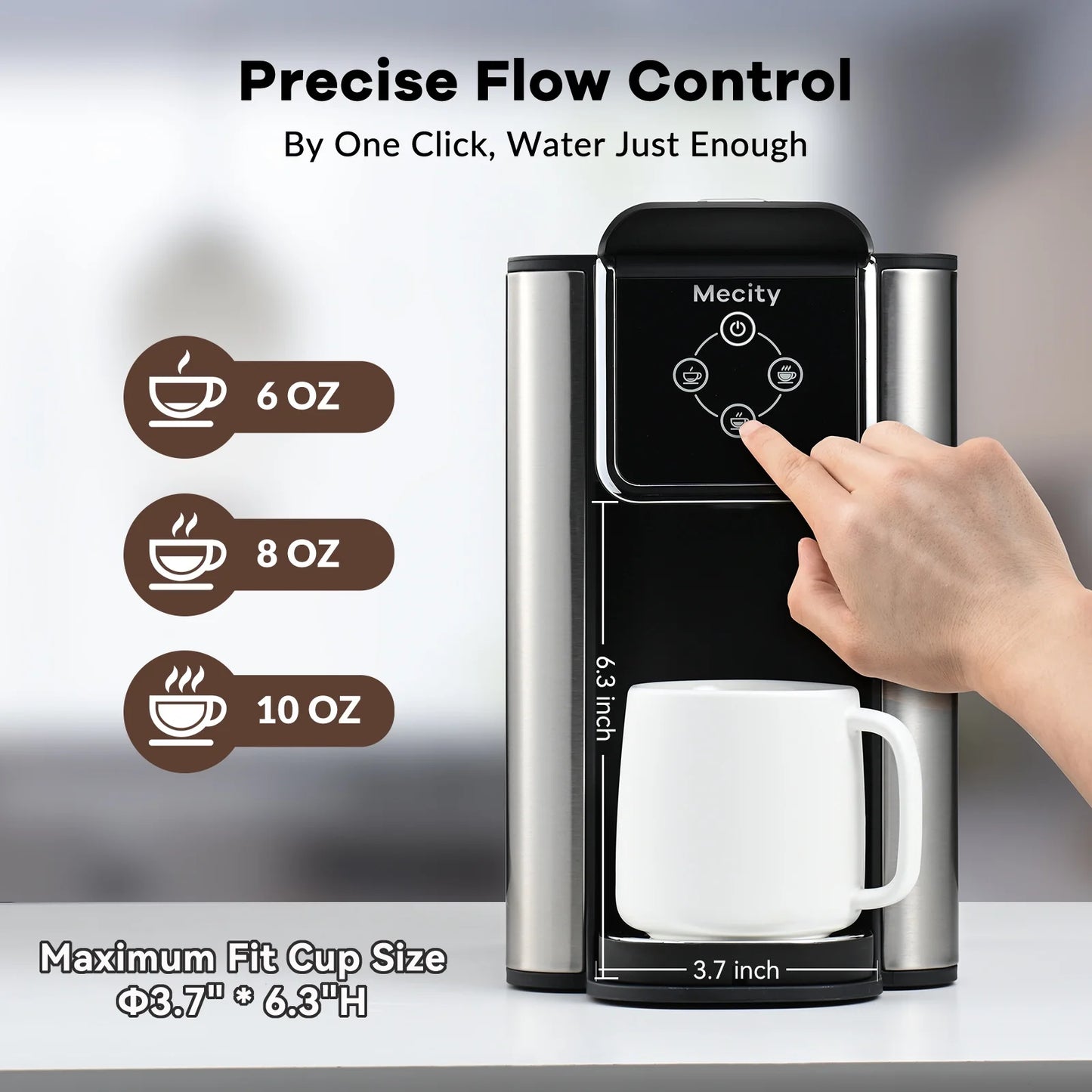 Coffee Maker 3 in 1 Single Serve Coffee Machine, Compatible with K Cup Capsules, Instant Coffee Pot, Tea Maker, 6,8,10 Oz Cup, Removable 50 Oz Water Reservoir, 120V 1150W,Black