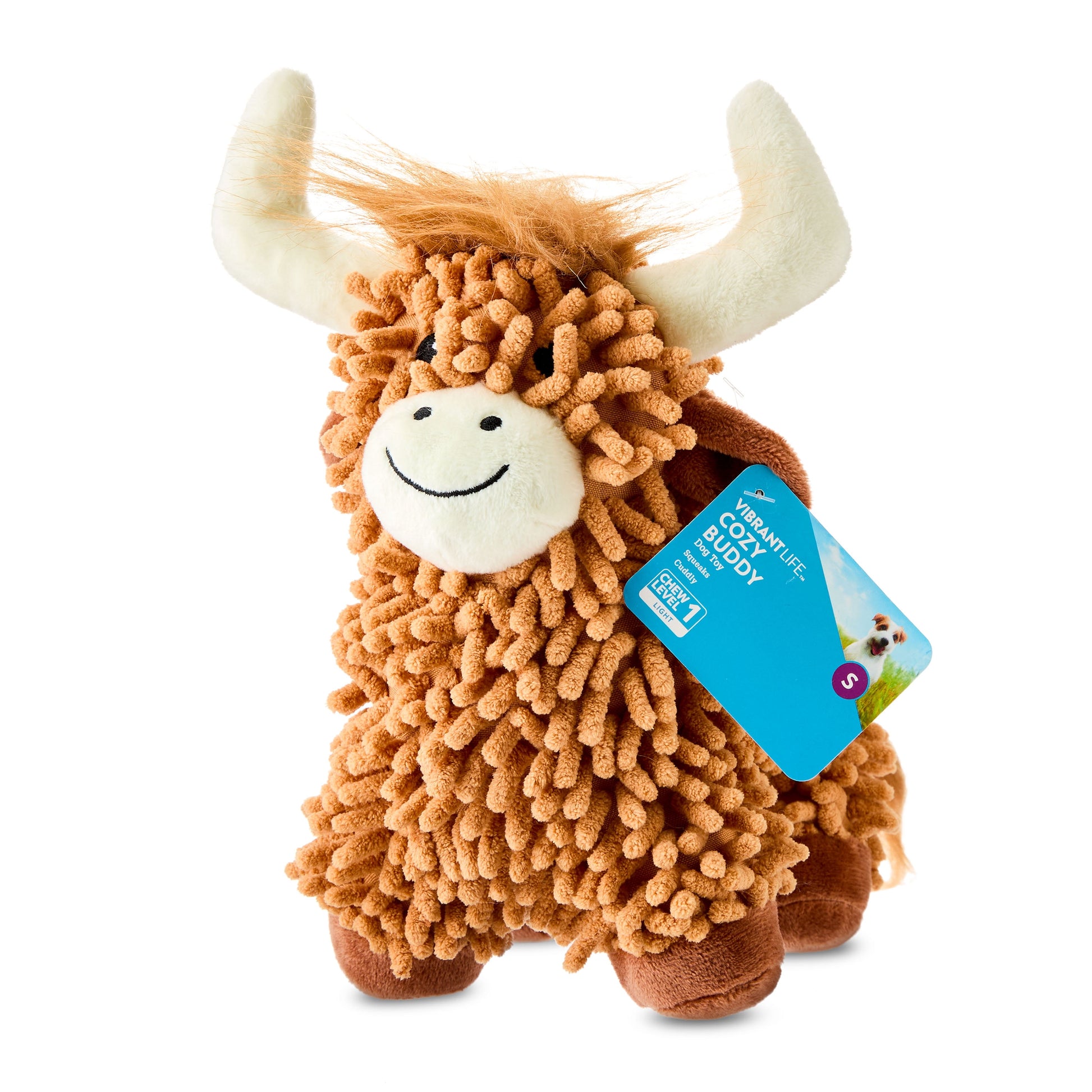 Highland Cow, Floppy Plush Dog Toy, Brown